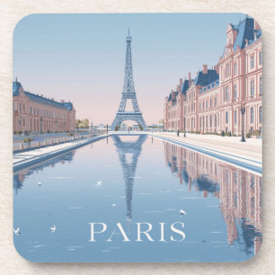artistic illustration of iconic paris landmarks coaster