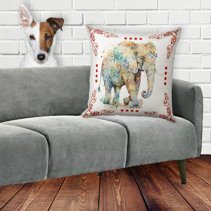 Artistic Indian Elephant Cushion