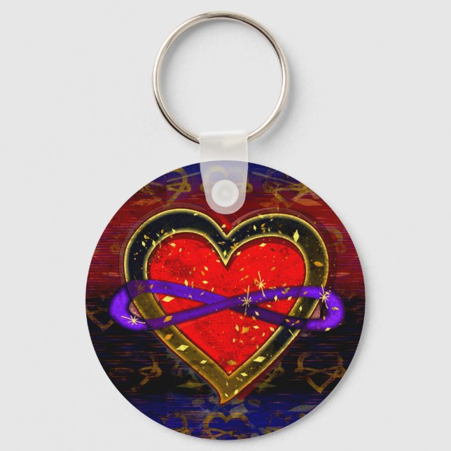 Artistic Infinity Heart Polyamory Flag Symbol  Key Ring (Front)