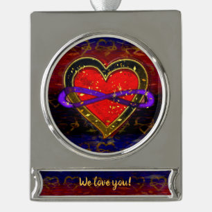 Artistic Infinity Heart Polyamory Flag Symbol Orna Silver Plated Banner Ornament