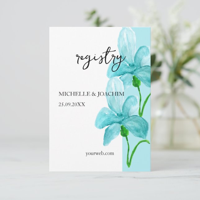 Artistic Iris Blue Watercolor Art Enclosure Card (Standing Front)