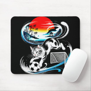 Artistic Japanese Soccer Cat for gaming, office Mouse Pad