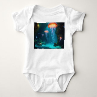 Artistic Jellyfish T-Shirt - Ethereal Glow on Dark Baby Bodysuit