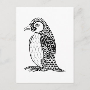 Artistic King Penguin Zendoodle Postcard