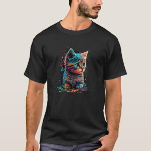 Artistic kitten  vivid colours and animal painting T-Shirt
