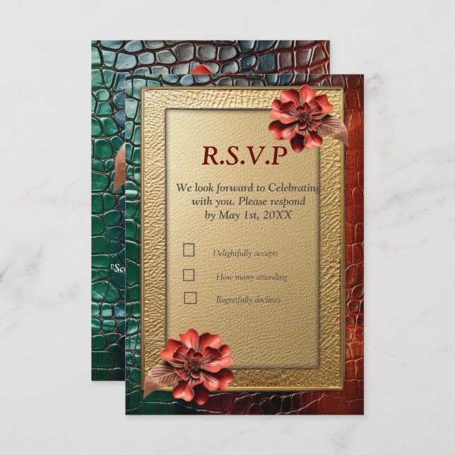 Artistic Leather Texture Art designs RSVP Card (Front/Back)