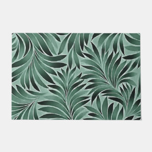 Artistic Leaves Aqua Grey Colour Scheme Doormat