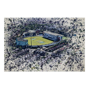 Artistic Leeds Cricket Stadium, Yorkshire Poster