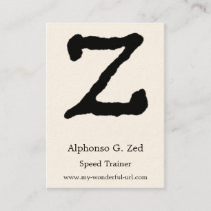 Artistic Letter "Z" Hand Lettered Style Initial Business Card