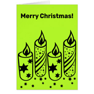 Artistic Lime-Green Black Candles Christmas Cards