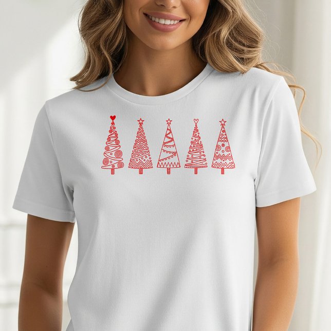 Artistic Line Art Christmas Trees Holiday Tee (Creator Uploaded)