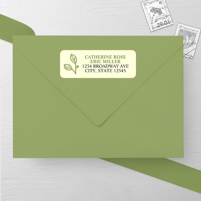 Artistic Line Leaves Wedding Return Address Label (Creator Uploaded)