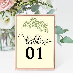 Artistic Line Leaves Wedding Table Number