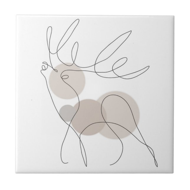 Artistic lines, white, black, grey Light  Ceramic Tile (Front)