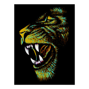 Artistic Lion Head Illustration - Lion Poster