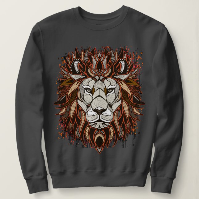 Artistic Lion Head Portrait - Lion Sweatshirt  (Design Front)