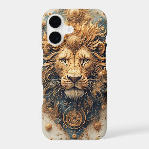Artistic Lion with Golden Geometric