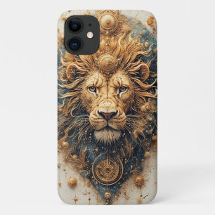 Artistic Lion with Golden Geometric iPhone 11 Case