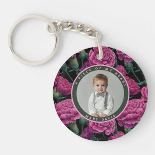 Artistic love memory Carnation Floral Key Ring