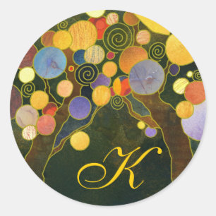 Artistic Love Trees Wedding Favour Monogram Classic Round Sticker