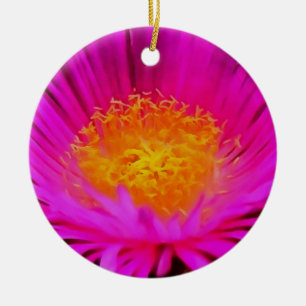 Artistic Magenta Pink Aster Flower Floral Art Ceramic Ornament