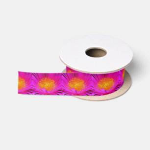 Artistic Magenta Pink Aster Flower Floral Art Satin Ribbon