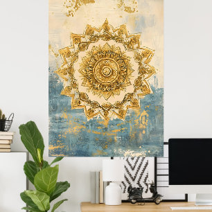 Artistic mandala, an intricate circular motif symb poster