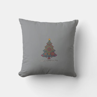 Artistic Mandala Christmas Tree Joyful Harmony Gre Cushion
