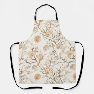 Artistic Marine Coral Seashell Terracotta Ivory Apron