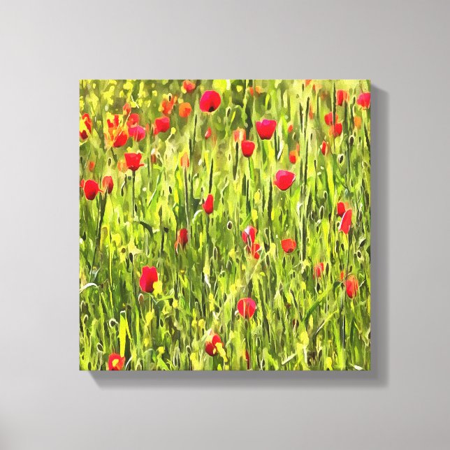 Artistic Meadow Poppy Landscape Canvas Print (Front)
