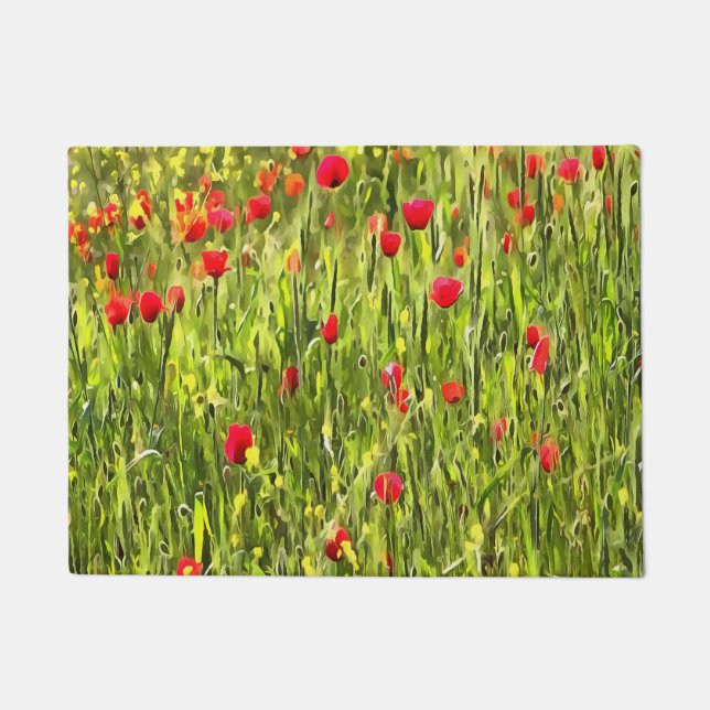 Artistic Meadow Poppy Landscape Doormat (Front)