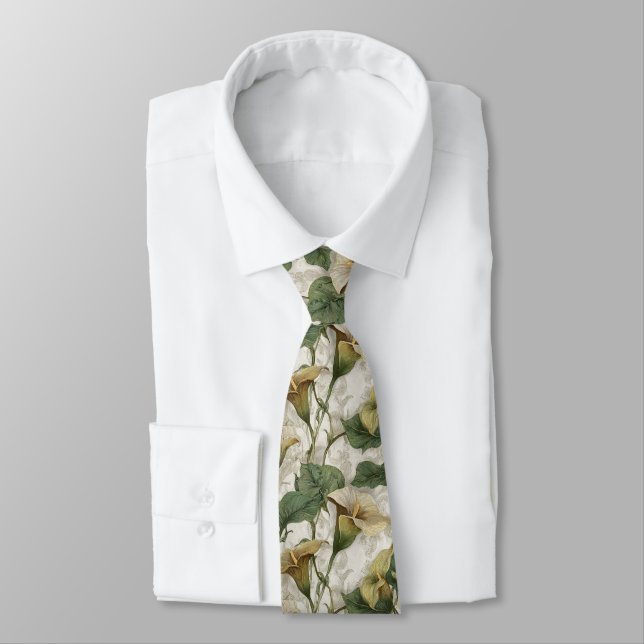 Artistic Mens Accessories Calla Lilies Flower Tie (Tied)