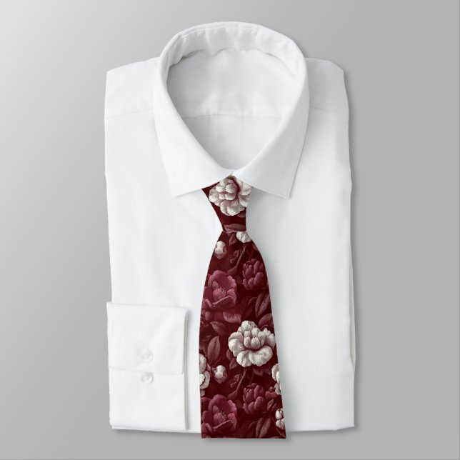 Artistic Mens Fashion Gardenias Tie (Tied)