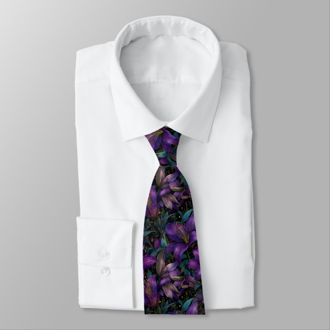 Artistic Menswear Ties Lilies Flower (Tied)
