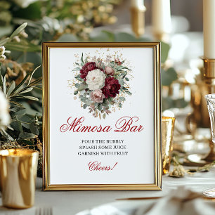 Artistic Mimosa Bar Blush Burgundy Tabletop Sign
