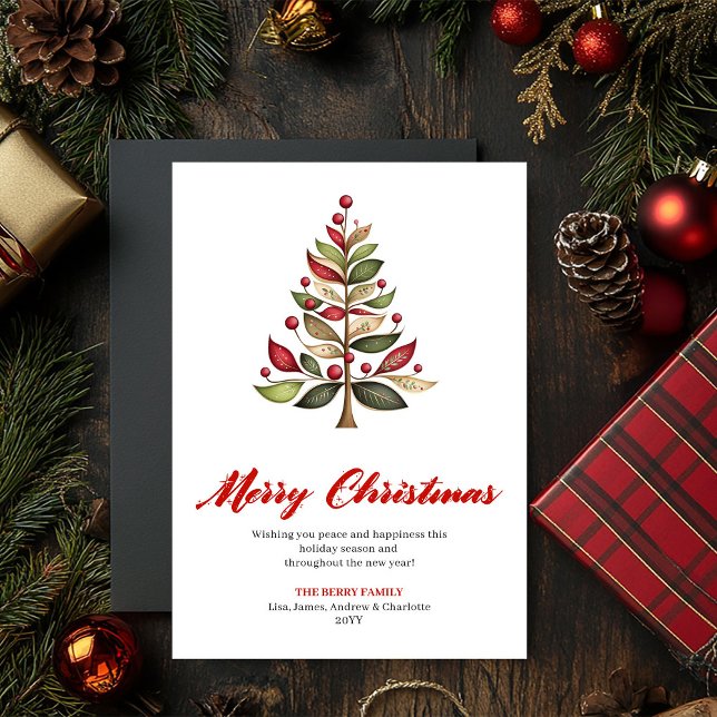 Artistic Minimalist Christmas Tree Greeting Print Holiday Card (Artistic Minimalist Christmas Tree Greeting Print)