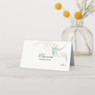 Artistic Mint Green Eucalyptus Watercolor Monogram Place Card