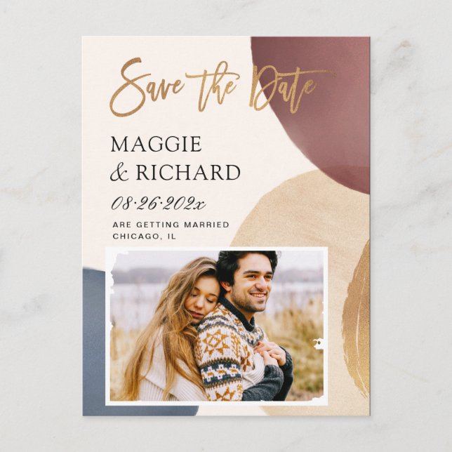 Artistic Modern Abstract Save the Date Postcard (Front)