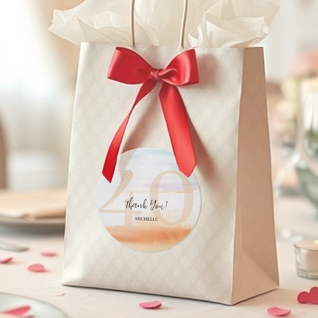 Artistic Modern Rainbow Thank You Birthday Classic Round Sticker (Creator Uploaded)