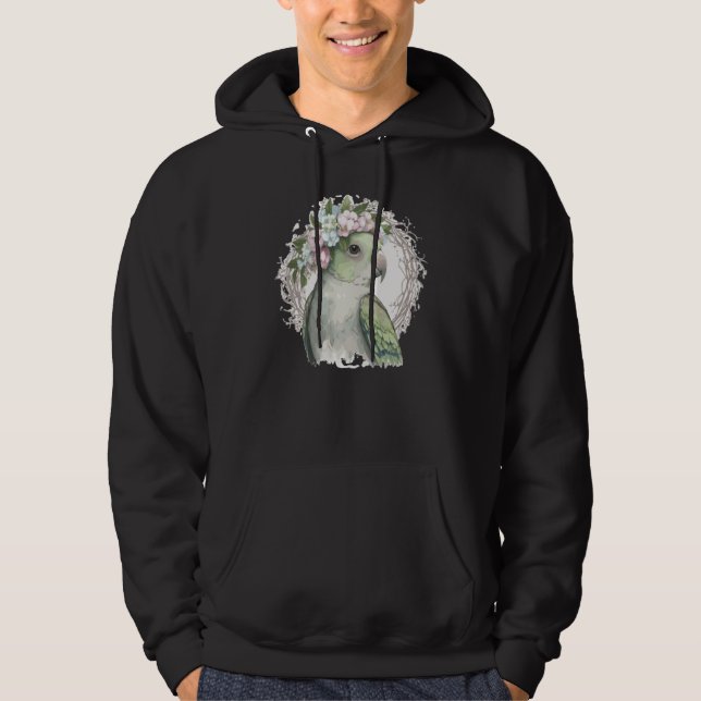 Artistic Monk Parakeet Quaker Parrot Bird Flower C Hoodie (Front)