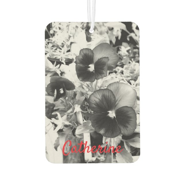 Artistic Monochrome Pansy Florida Nature Photo Car Air Freshener (Back)