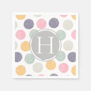 artistic monogram pastel polka dot brush stroke napkin
