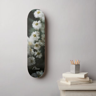 Artistic moody floral name skateboard