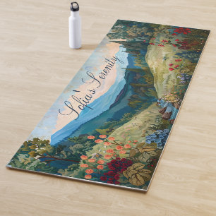 Artistic Mountains And Flowers Nature Serenity Yoga Mat