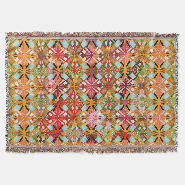 Artistic Multi Colour Diamond Pattern  Throw Blanket (Front)
