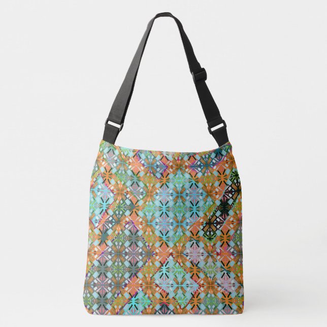 Artistic Multi Colour Green Diamond Pattern  Crossbody Bag (Front)