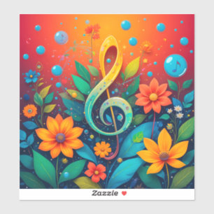 Artistic Musical Note Surrounded By Colourful Flow