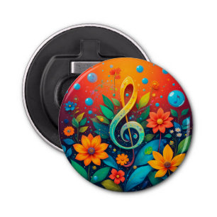 Artistic Musical Note Surrounded By Colourful Flow Bottle Opener