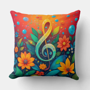 Artistic Musical Note Surrounded By Colourful Flow Cushion