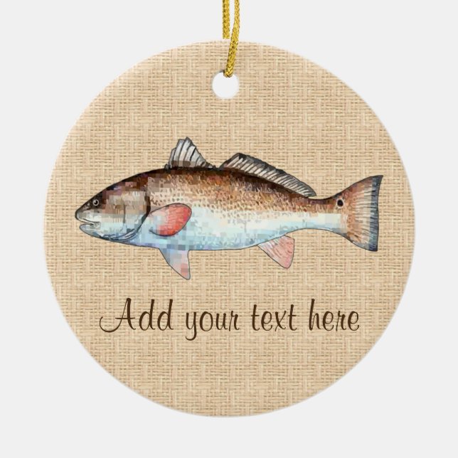 Artistic Natural Redfish Ceramic Tree Decoration (Front)